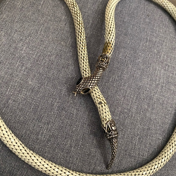 DL Auld Vintage Silver and White Snake Belt/Bracelet